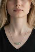 Clear Agate Bead Necklace – Sterling Silver Chain | 16”
