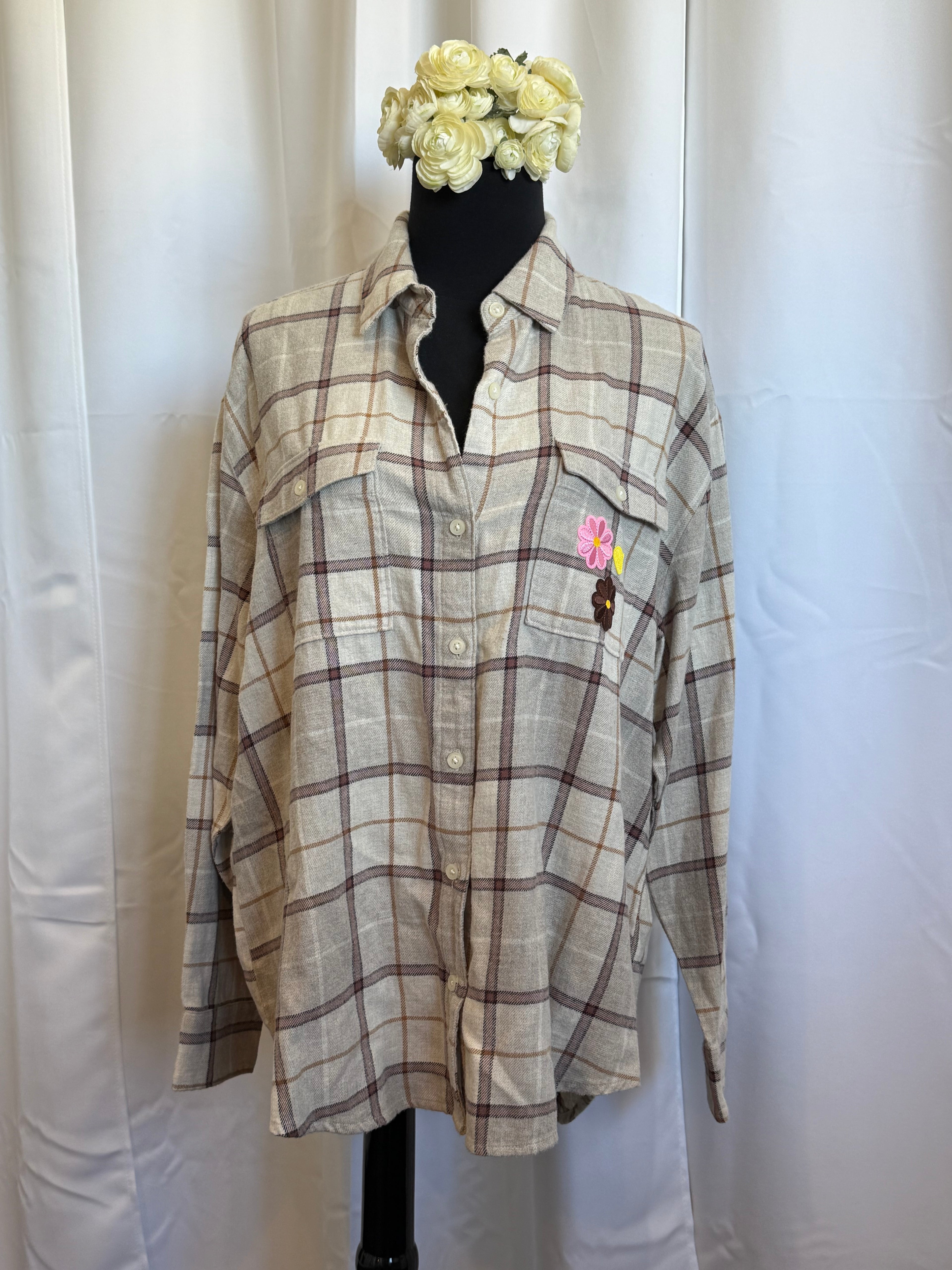 333 Sun & Moon Support -  Upcycled Flannel Jacket – One-of-a-Kind