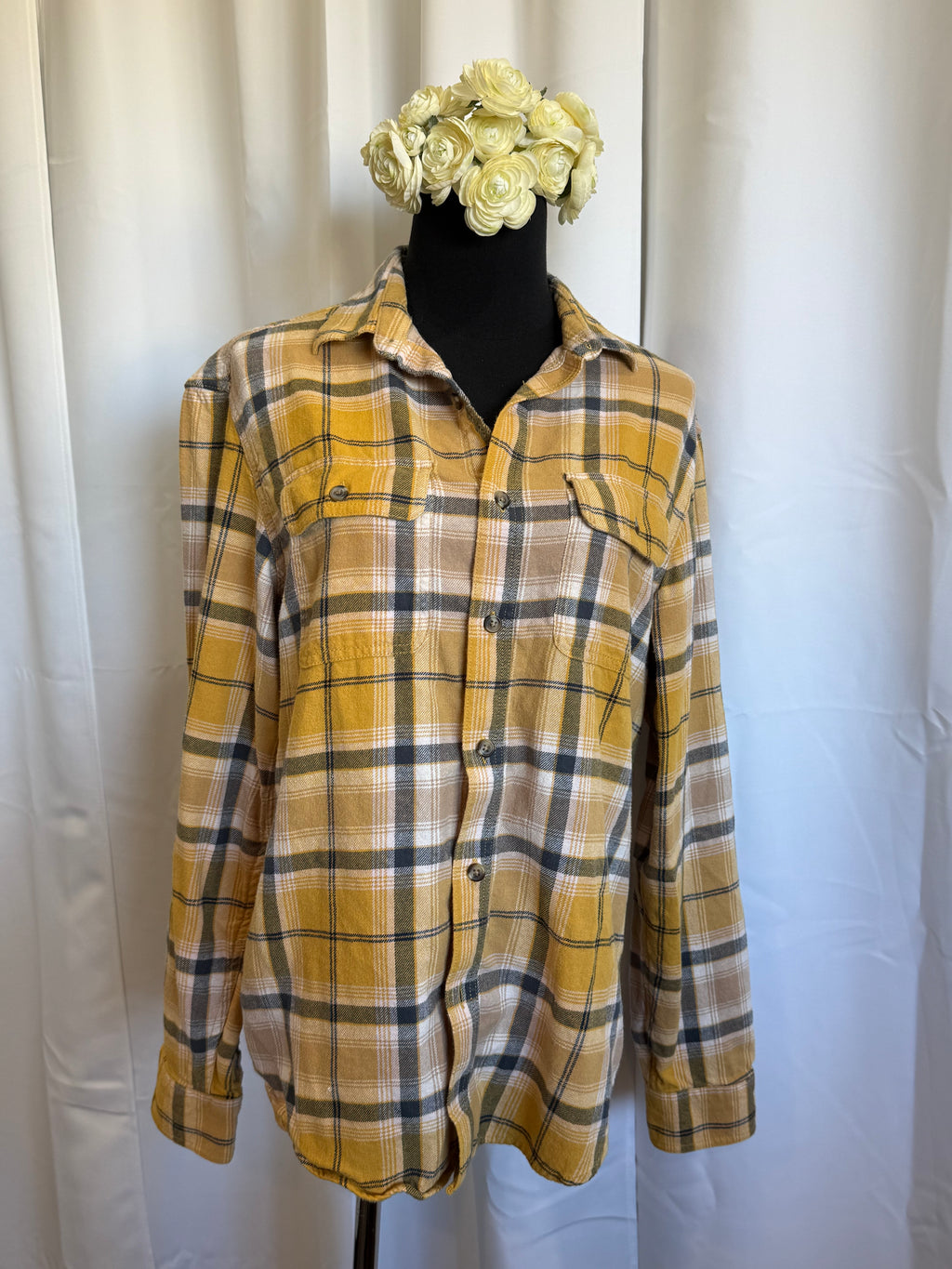 Upcycled Sublime Sun Flannel – Vintage Plaid Shirt with Graphic Patch | One-of-a-Kind