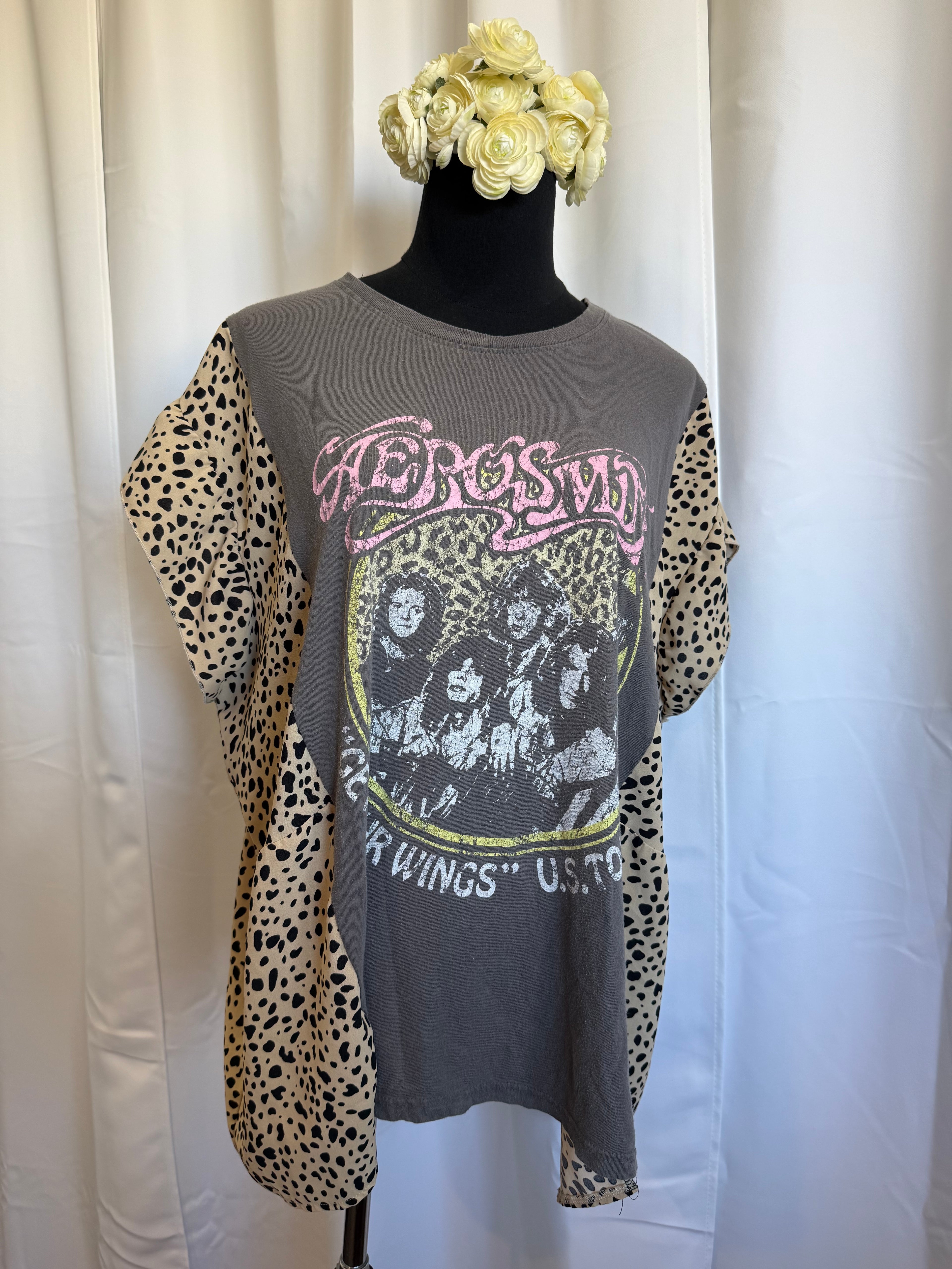Up-cycled Aerosmith T/Blouse