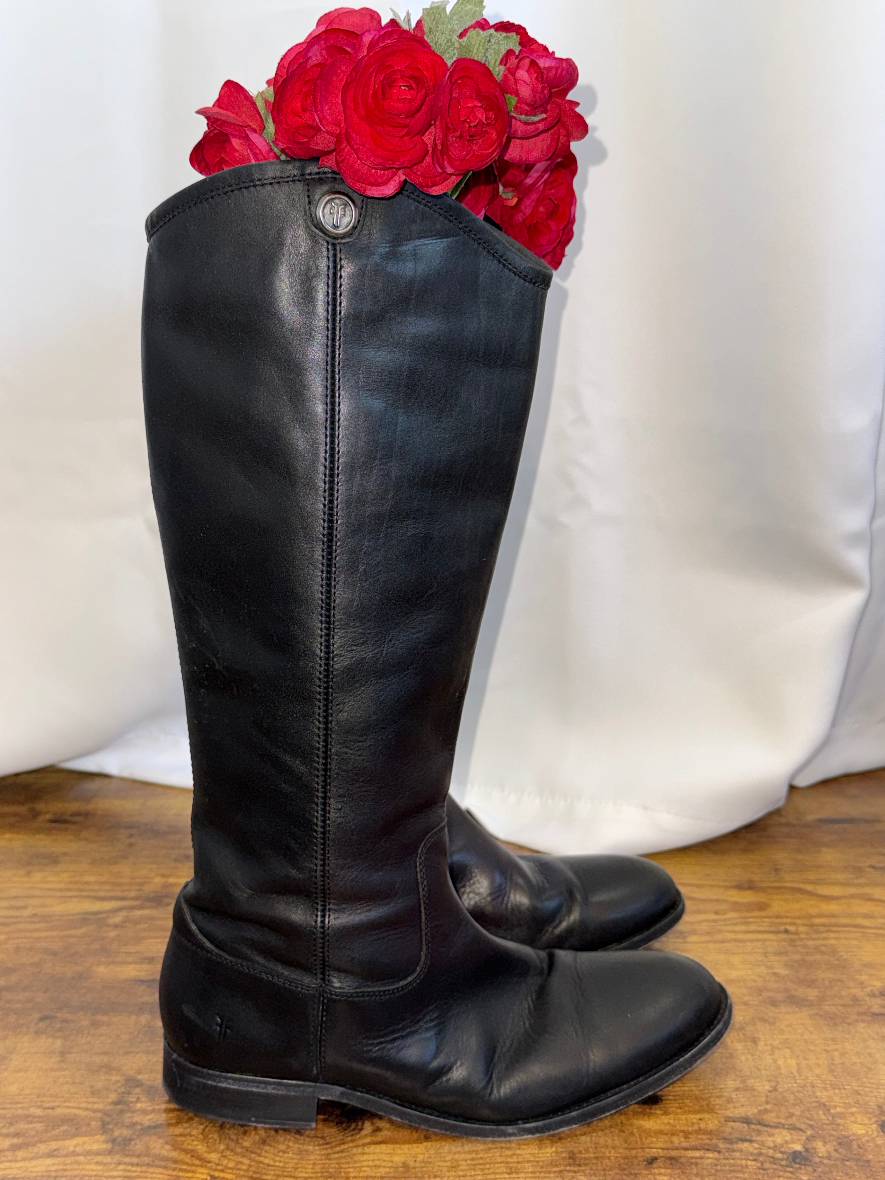 Frye Melissa Black Leather Tall Boots | Size 9.5B