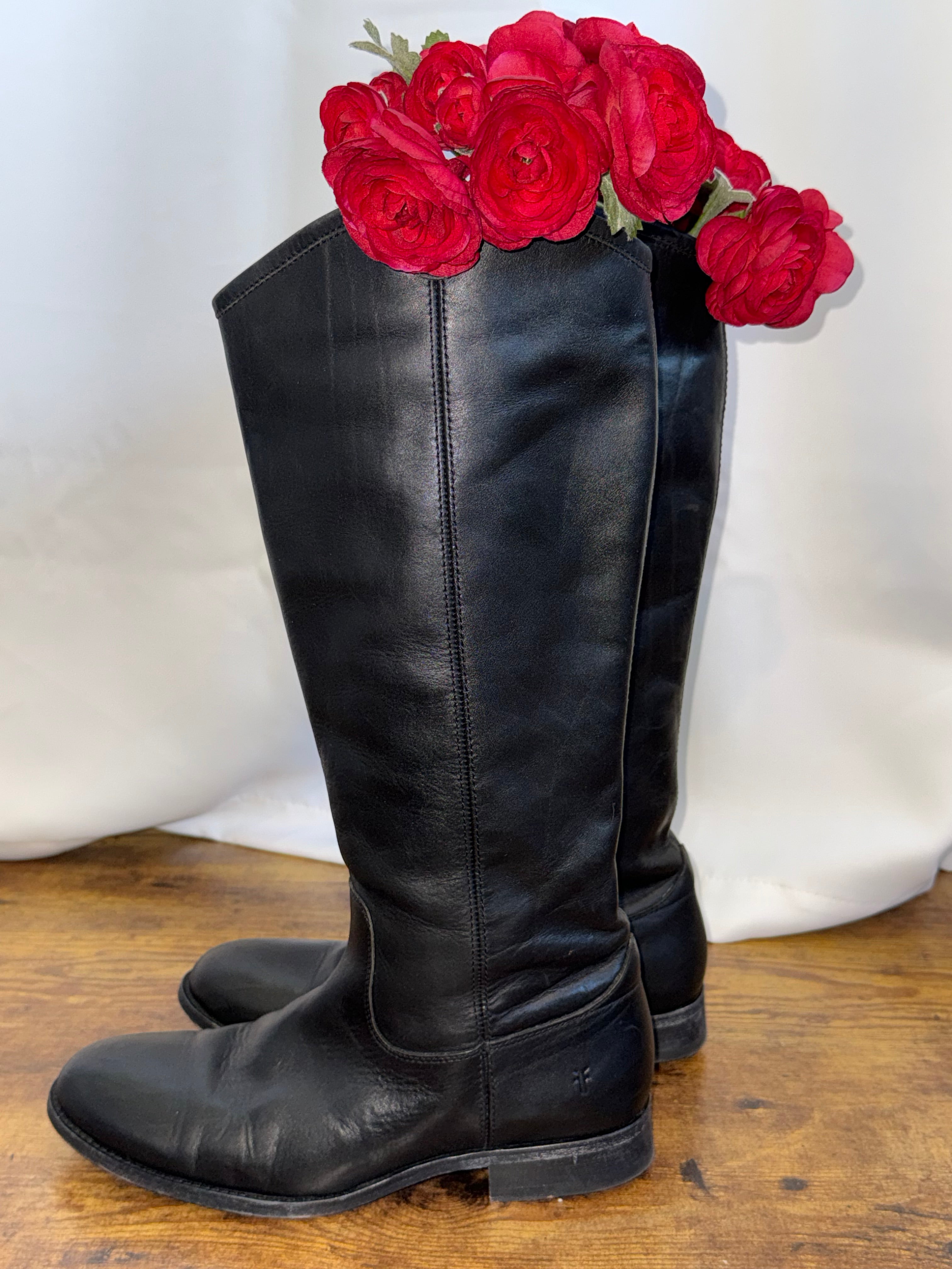 Frye Melissa Black Leather Tall Boots | Size 9.5B