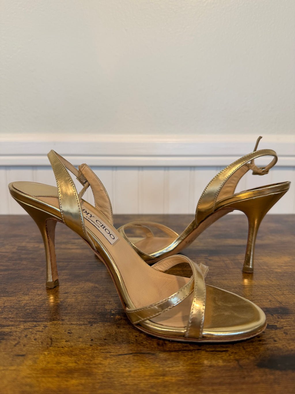 Jimmy Choo Gold Leather Indie Slingback Sandals - Women’s Size 6