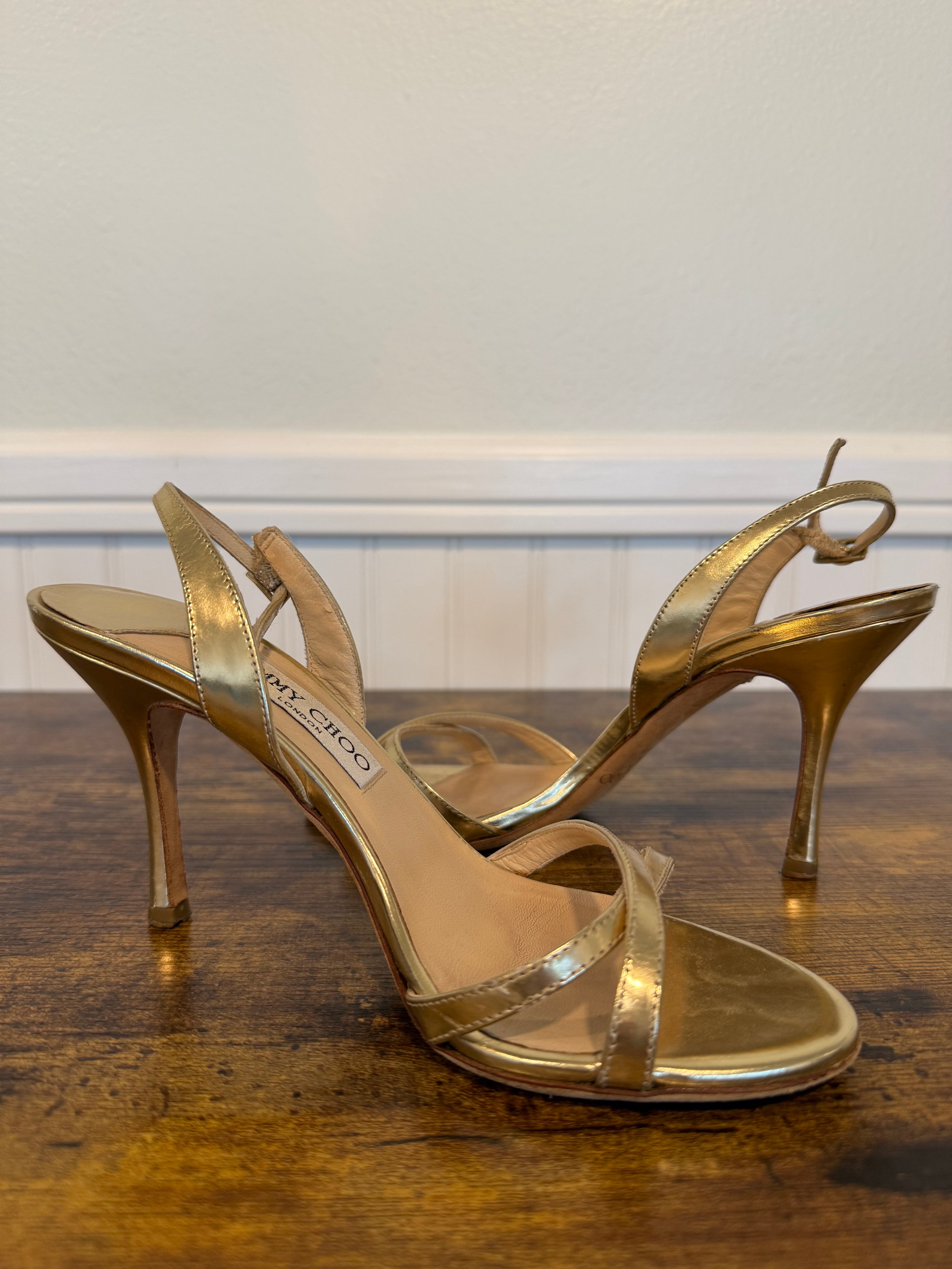Jimmy Choo Gold Leather Indie Slingback Sandals - Women’s Size 6