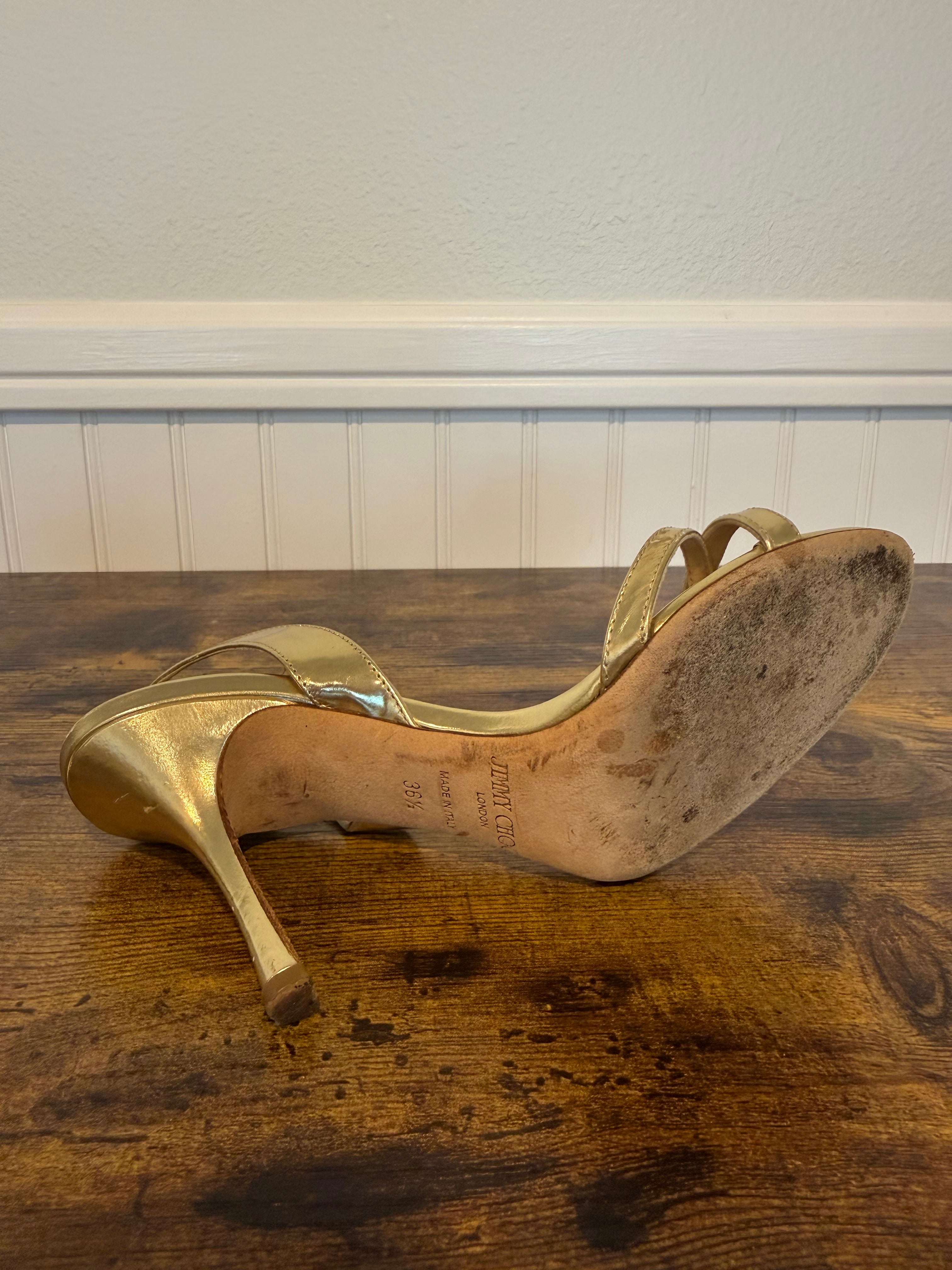 Jimmy Choo Gold Leather Indie Slingback Sandals - Women’s Size 6