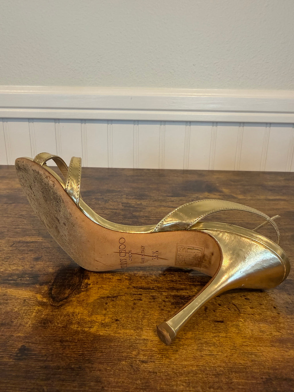 Jimmy Choo Gold Leather Indie Slingback Sandals - Women’s Size 6