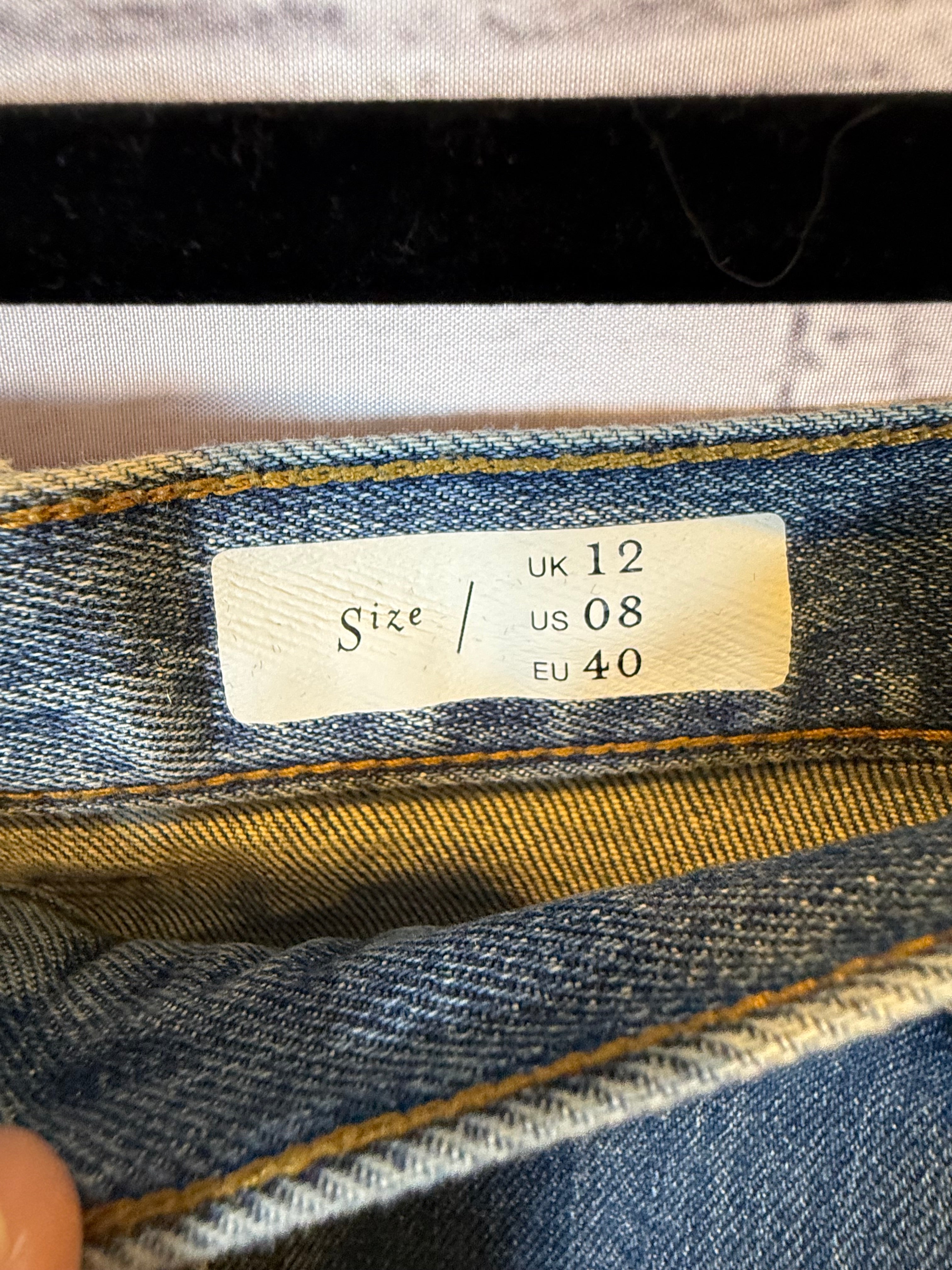 Anthropologie Rainbow Button Denim Mini Skirt | Size 8