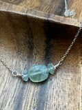 Green Agate Bead Necklace – Sterling Silver Chain | 16”