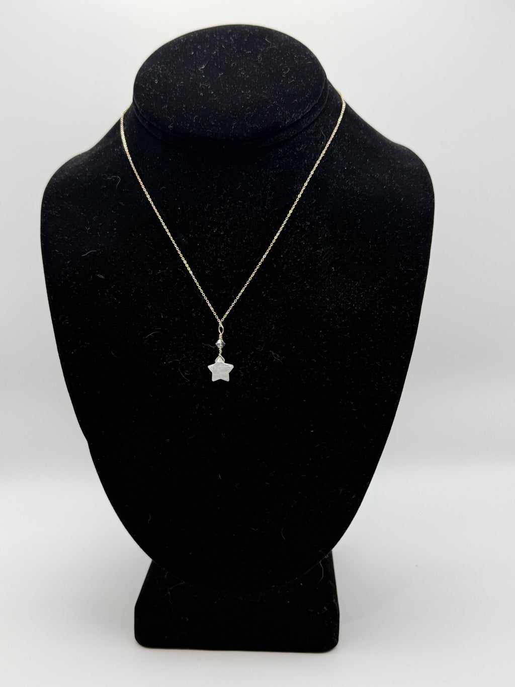 White Star Stone Necklace – Sterling Silver Chain | 16”
