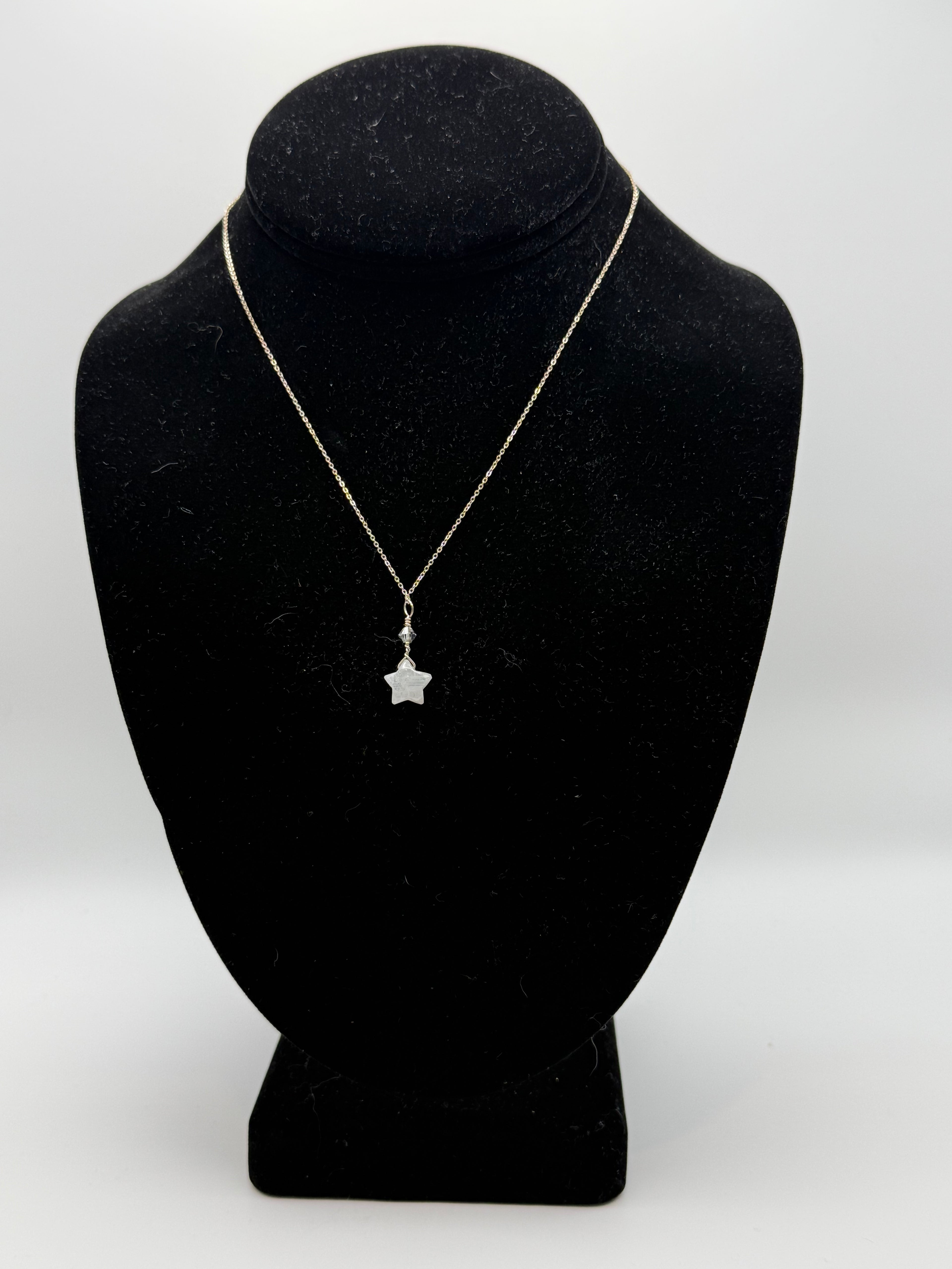 White Star Stone Necklace – Sterling Silver Chain | 16”