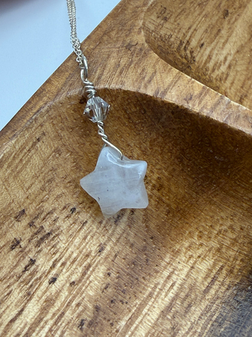 White Star Stone Necklace – Sterling Silver Chain | 16”