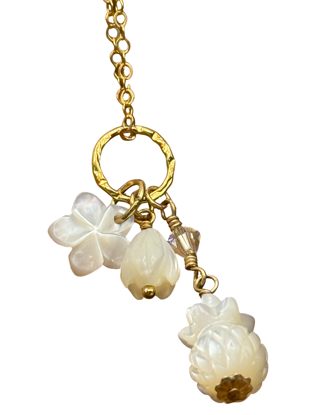 Mother of Pearl Hawaiian Charm Necklace – Gold Fill Chain