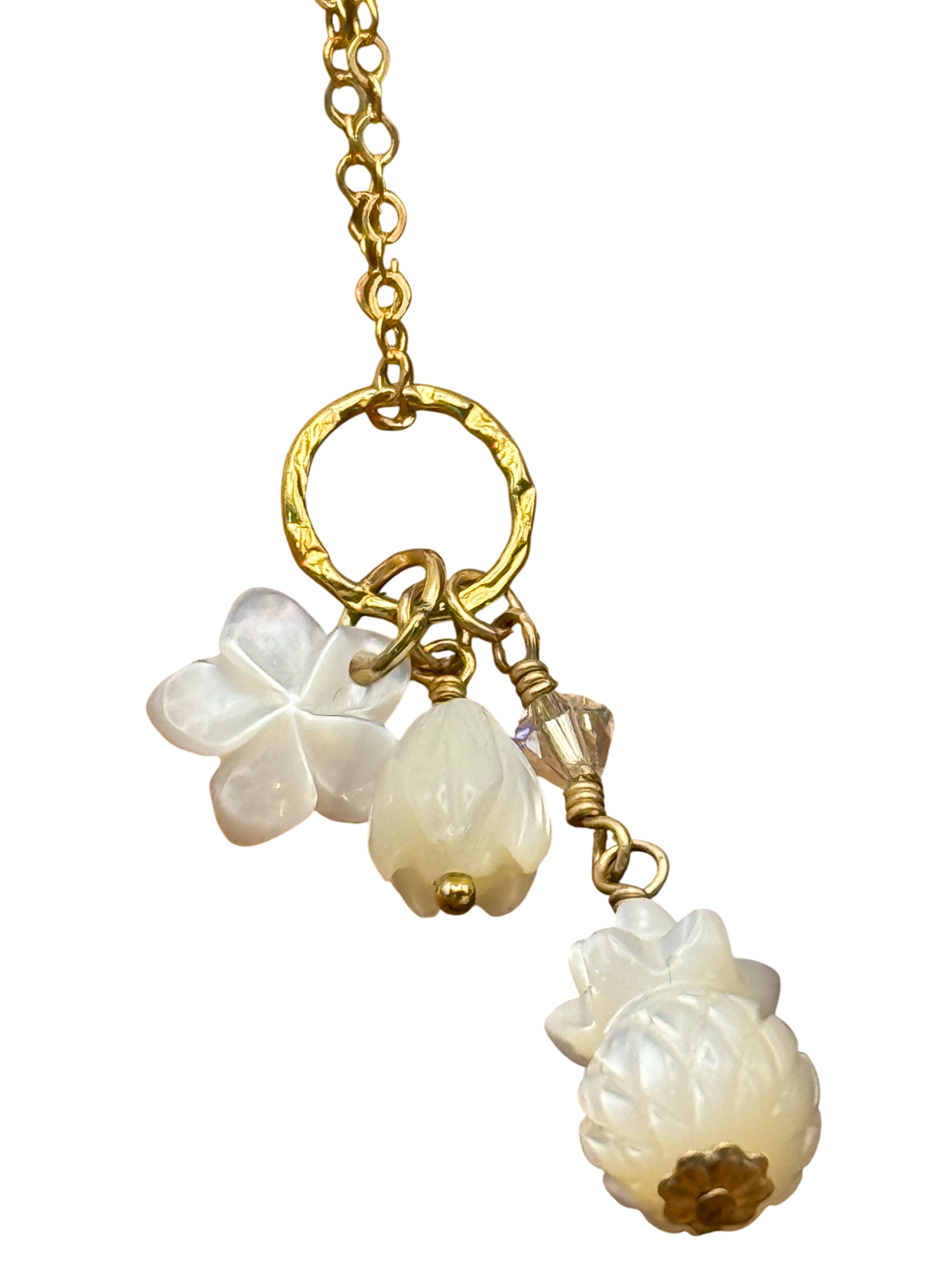 Mother of Pearl Hawaiian Charm Necklace – Gold Fill Chain