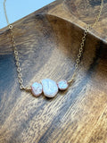 pink pearls on gold chain