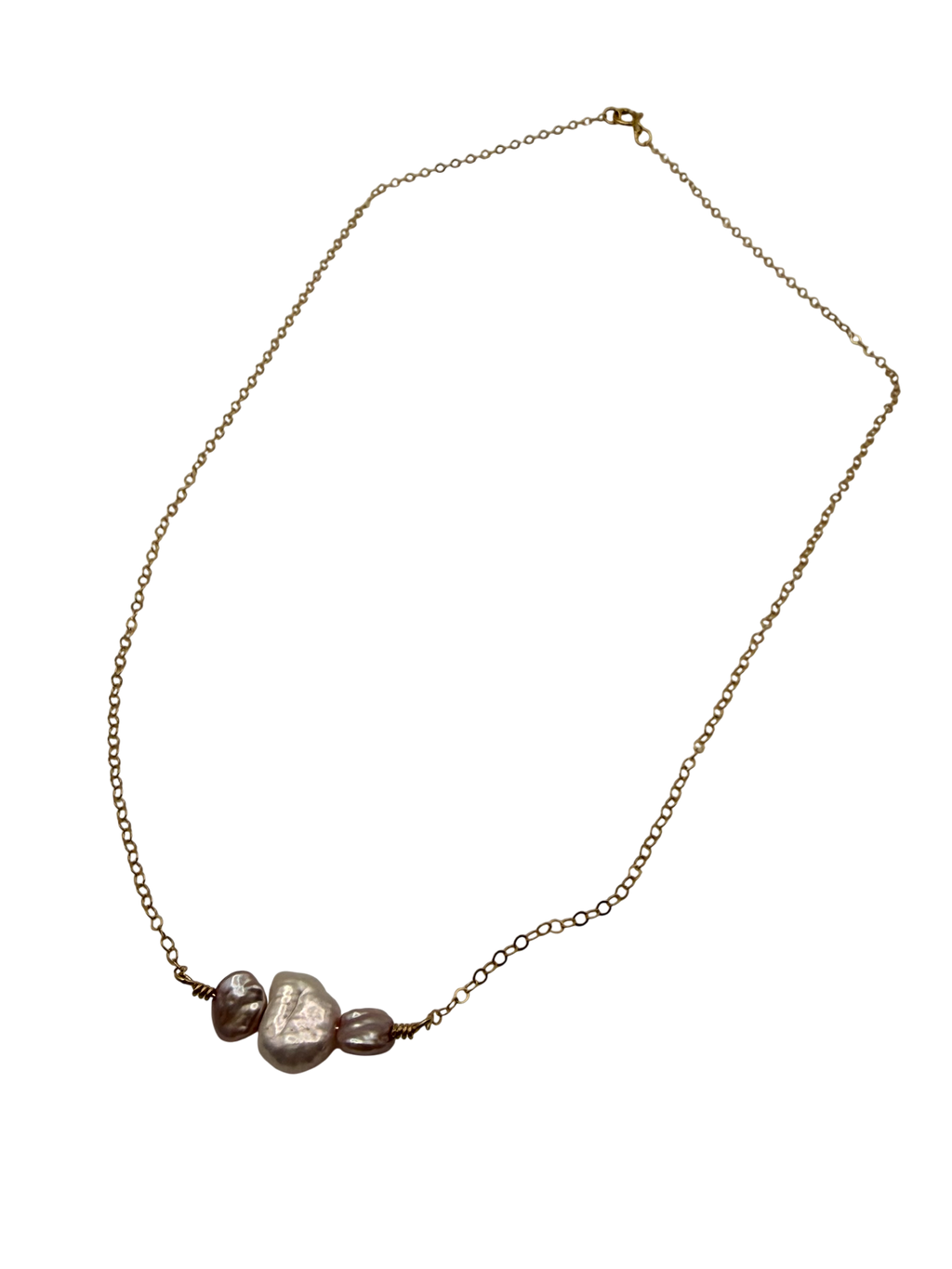 Pink Freshwater Pearl Necklace – Gold Fill Chain | 16”