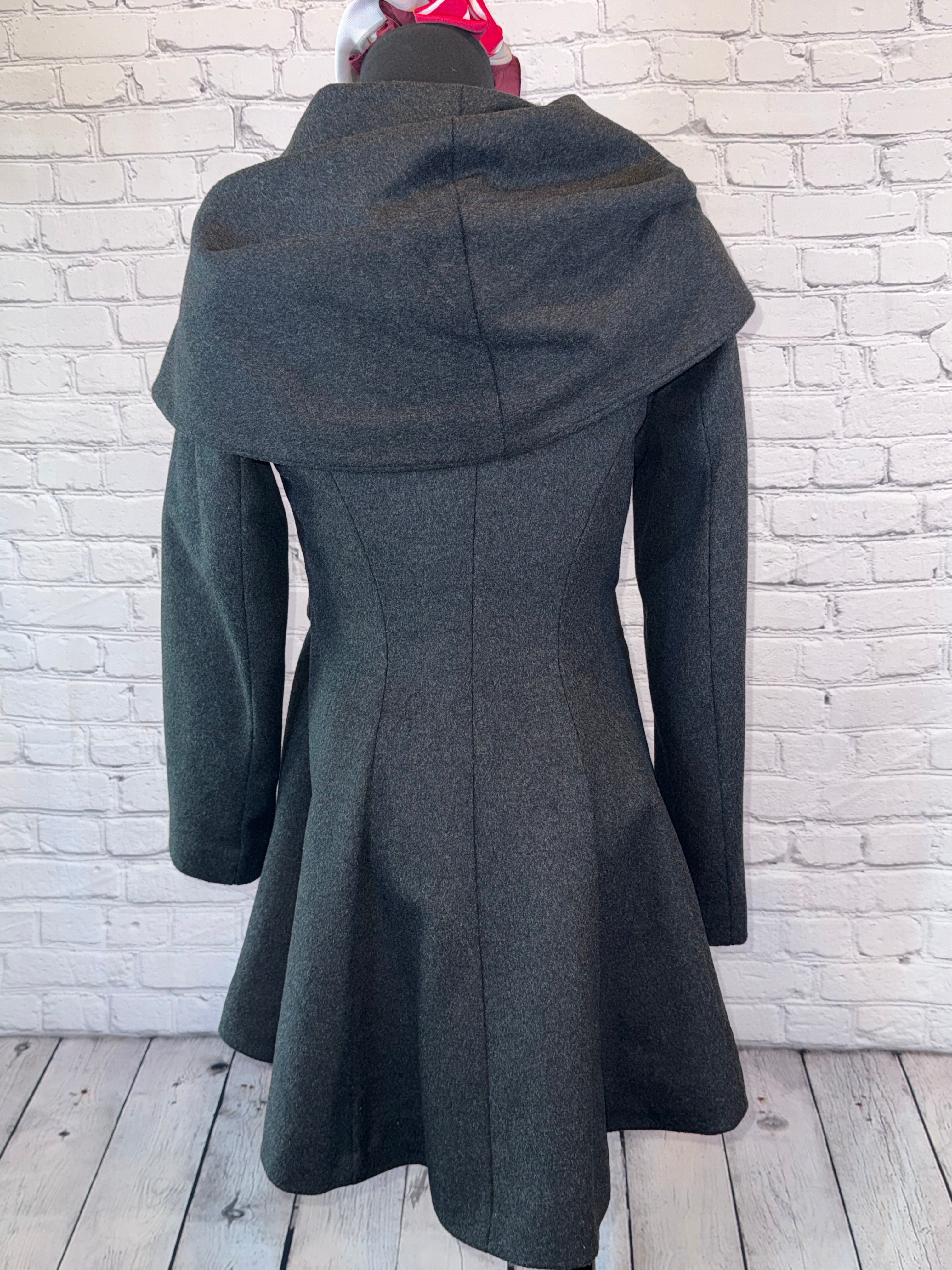 Trina Turk Tailored Charcoal Wrap Coat | Size 0
