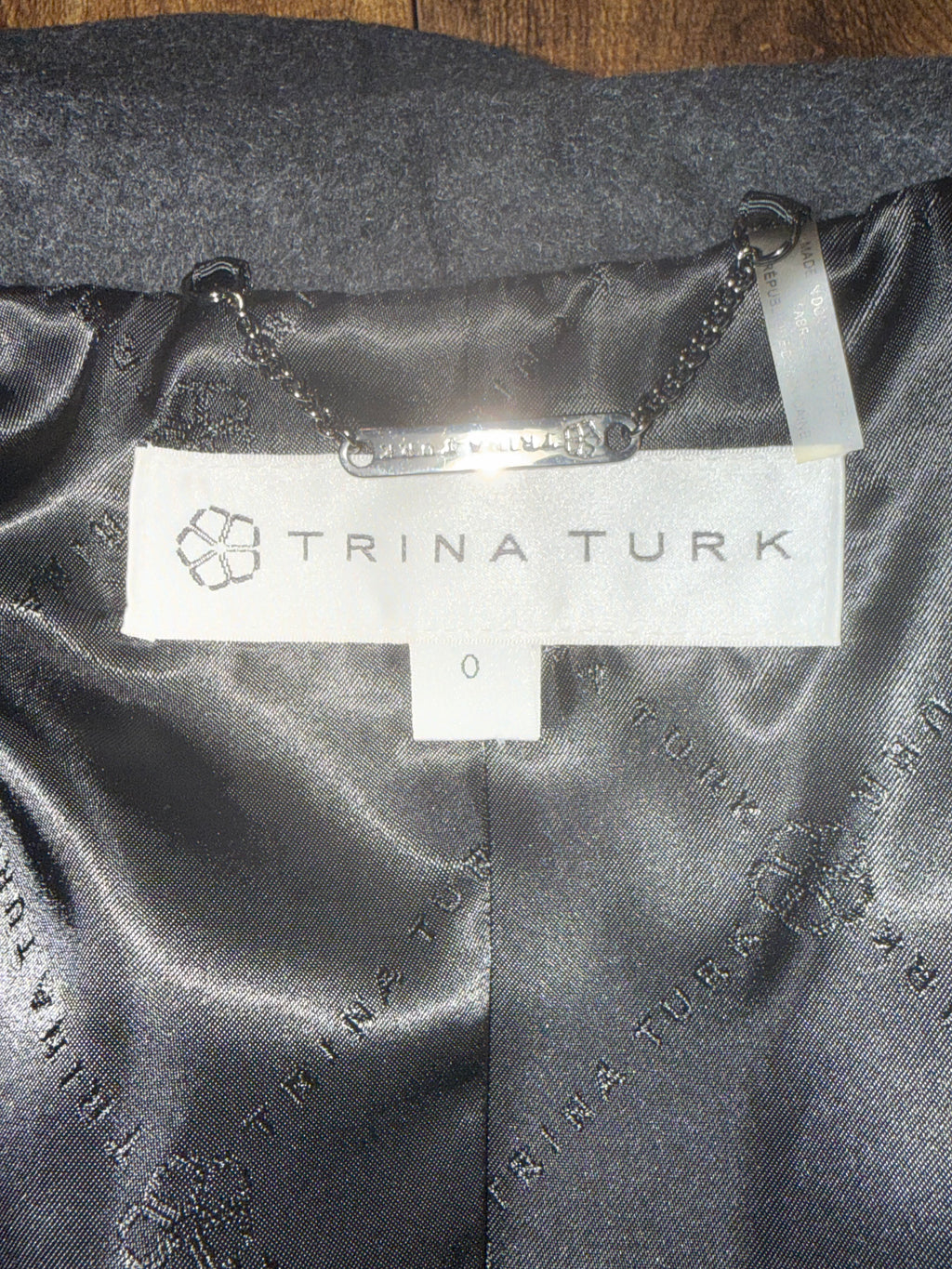 Trina Turk Tailored Charcoal Wrap Coat | Size 0