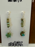 Pair of beaded earrings on a branded card with 'Daisy Way & Co.' design.
