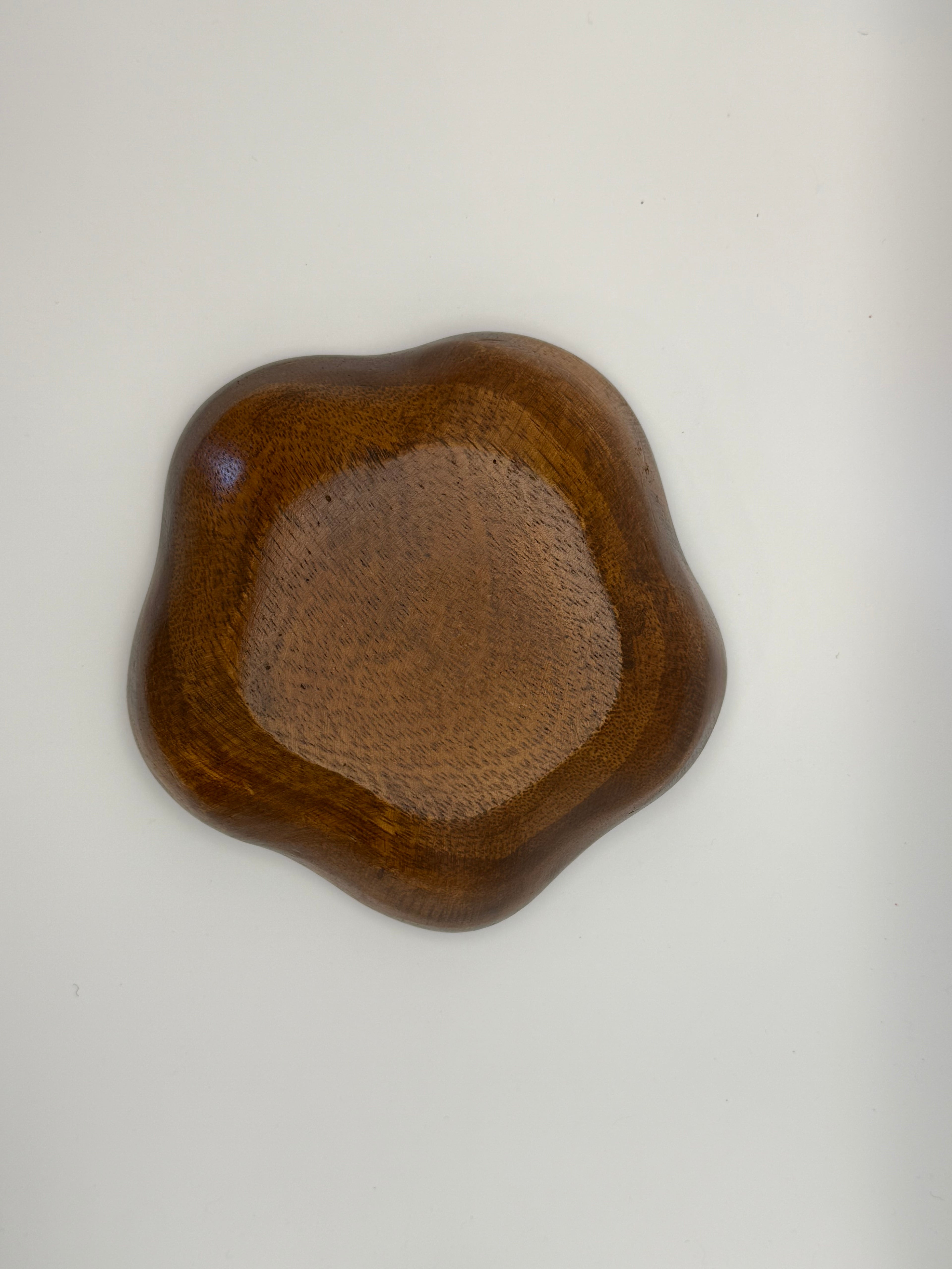 Vintage Wood Flower Shaped Bowl