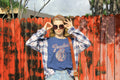 Upcycled Fender Graphic Tee Flannel – Reworked T-Shirt with Plaid Sleeves | One-of-a-Kind