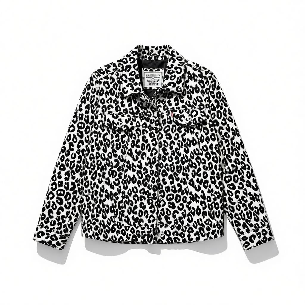 Leopard print jacket on a white background