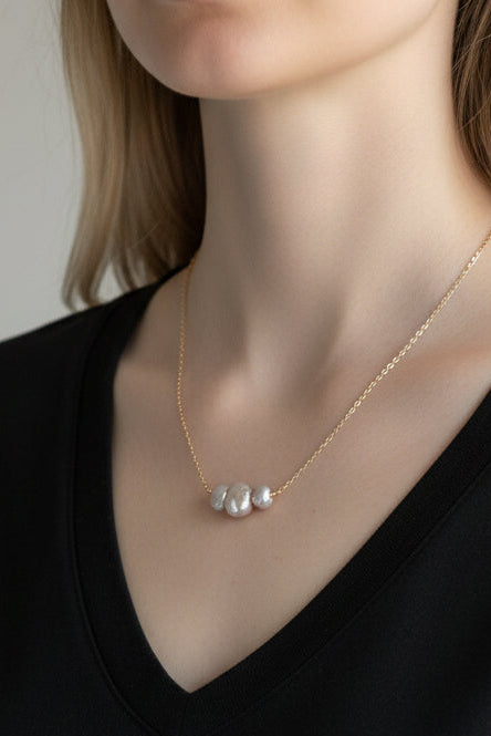 Pink Freshwater Pearl Necklace – Gold Fill Chain | 16”