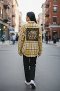 Upcycled Sublime Sun Flannel – Vintage Plaid Shirt with Graphic Patch | One-of-a-Kind